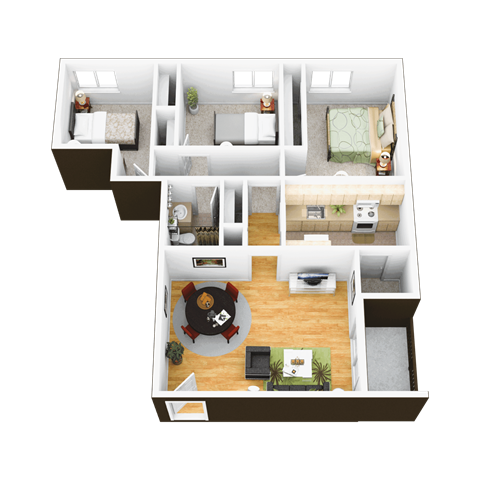 3 bedroom 1 bath floor plan image